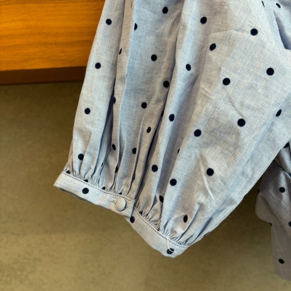 Tularosa Capri Polka Dot Puff Sleeve Wrap Crop Top, Size S - Picture 12 of 12